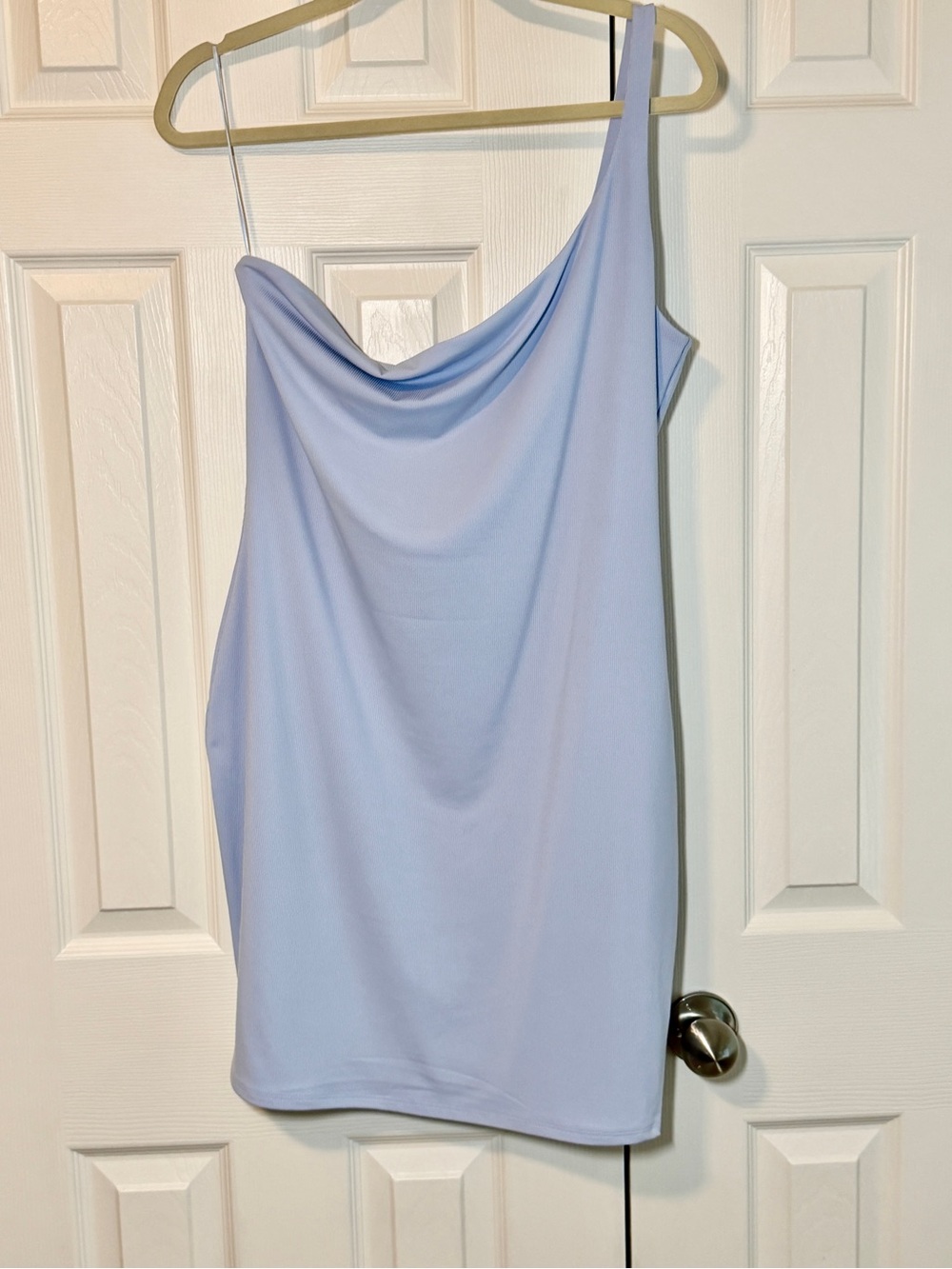Naked Wardrobe One-Shoulder 2X Double lined mini Dress - Lavender NWOT